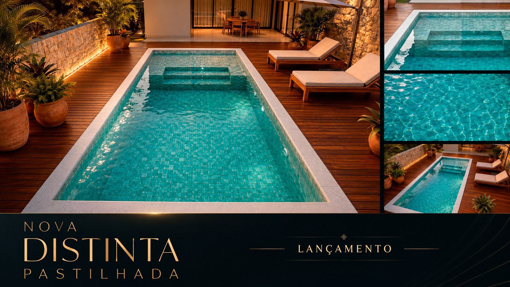 Lançamento Nova Distinta Pastilhada — piscina com revestimento pastilhado