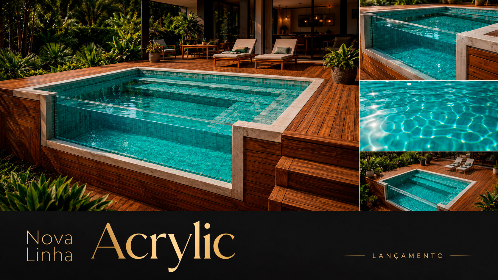 Lançamento Nova Linha Acrylic — piscina com parede de acrílico